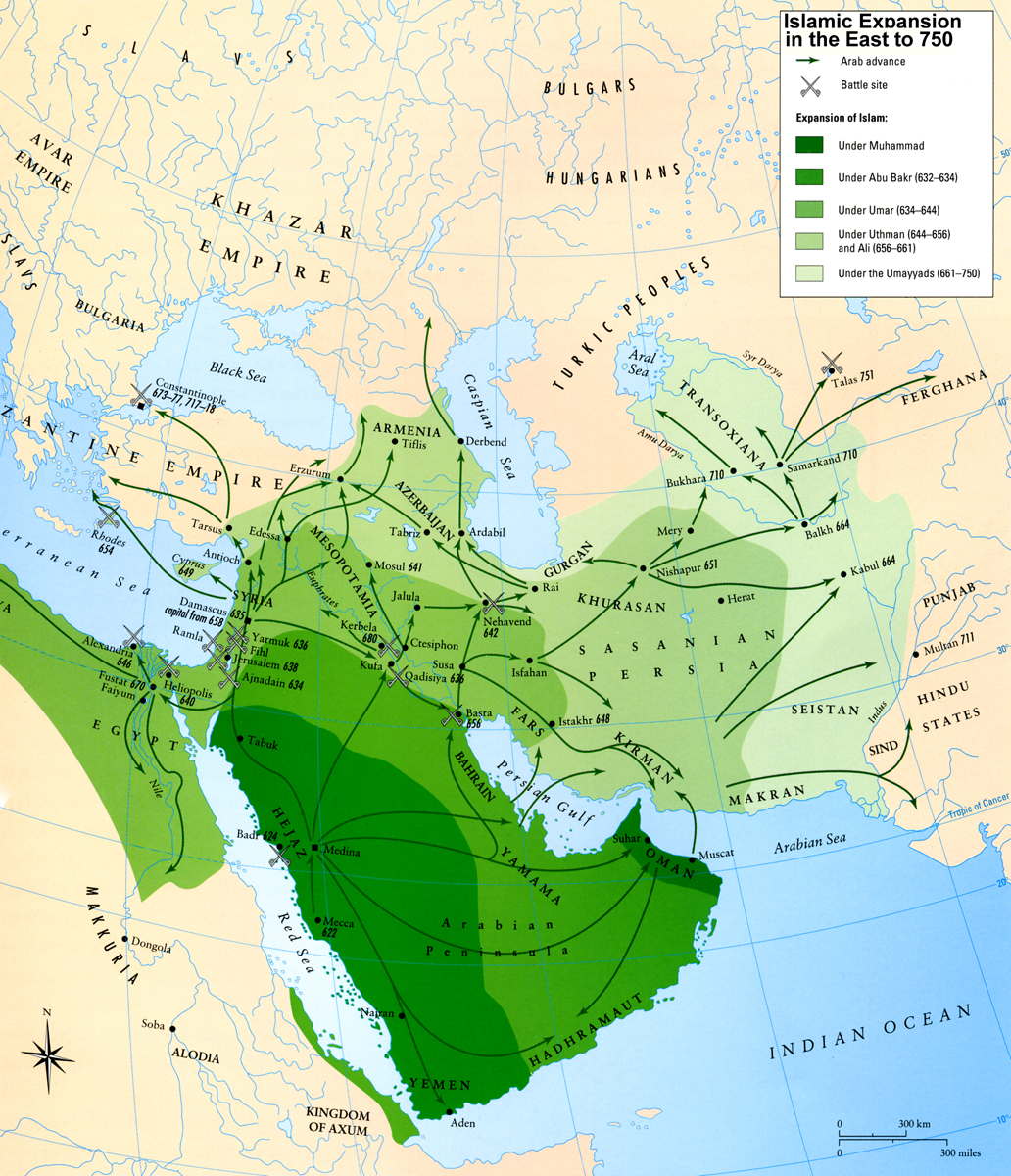 Map - Islamic Expansion to 750