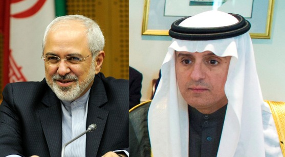 Two people who won't be occupying the same photograph for the foreseeable future: Iranian Foreign Minister Mohammad Javad Zarif (left, Wikimedia) and Saudi Foreign Minister Adel al-Jubeir (right, Wikimedia)